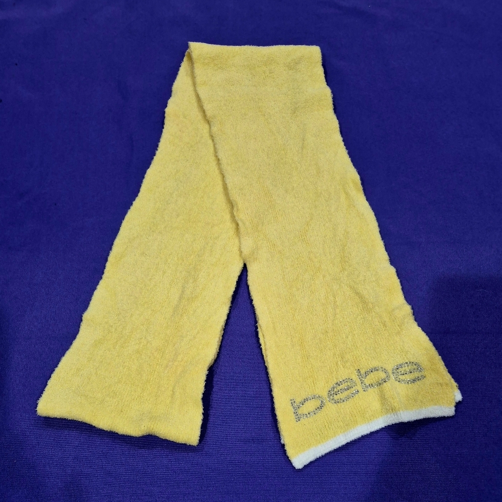 Bebe Rhinestones Logo Lemon Glow Chenille Scarf.
